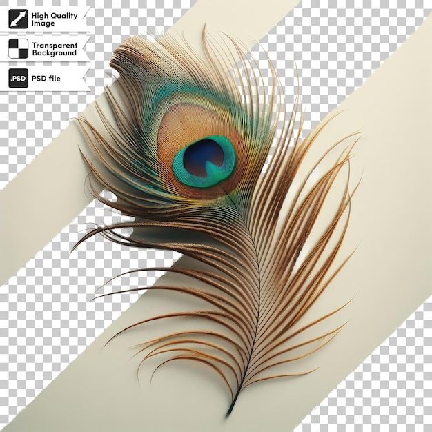 PSD peacock feather on transparent background with editable mask layer