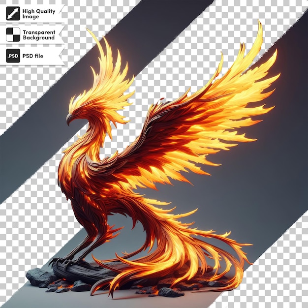 PSD of a phoenix bird on transparent background with editable mask layer