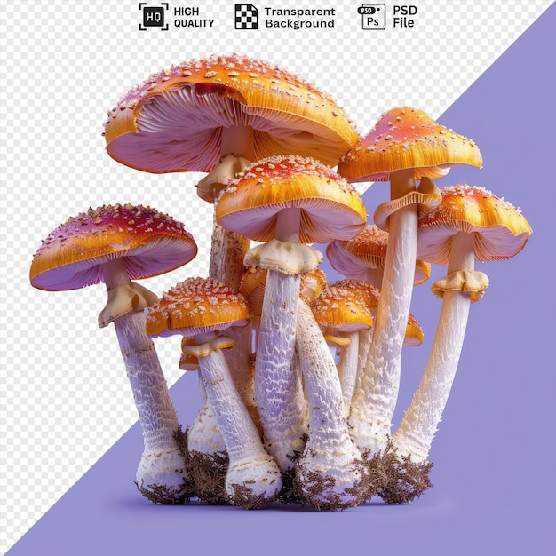 psd picture amanita muscaria mushrooms cluster isolated on transparent background png psd