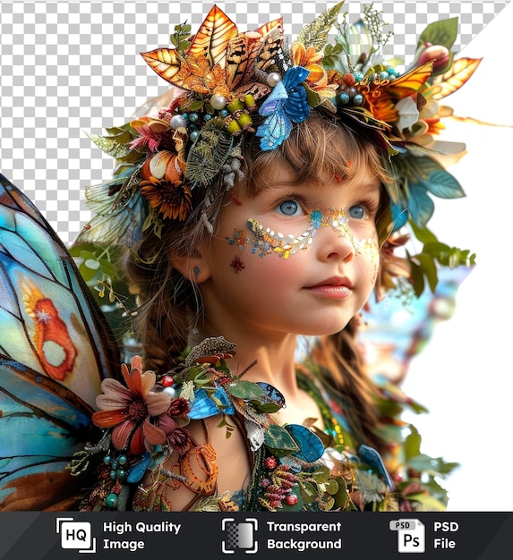 psd picture child in a fairy costume isolated on transparent background