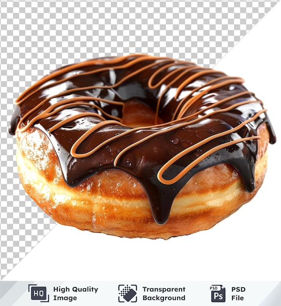 psd picture donut with chocolate glaze isolated on transparent background