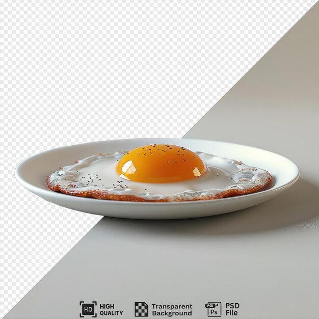 psd picture egg on a plate with a fried egg on top placed on a transparent background with a white shadow in the background png psd