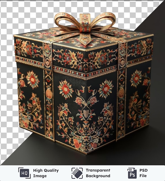 psd picture eid al fitr gift box adorned with a bow