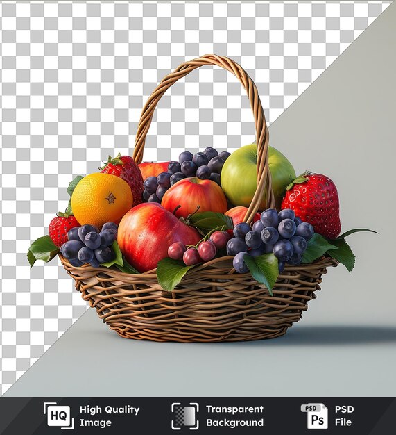 psd picture fruit basket fruit in a wicker basket