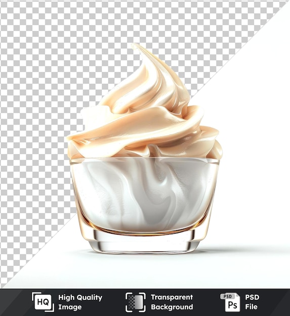 PSD psd picture hand cream isolated on transparent background in a glass bowl