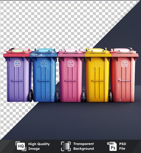 psd picture plastic garbage container in different views mockup on a dark background