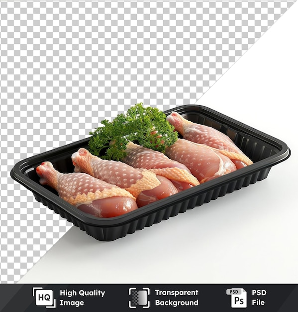 psd picture raw chicken legs in a black plastic tray png psd images