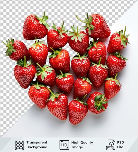 psd picture strawberries laid out in the shape of a heart isolated on a transparent background