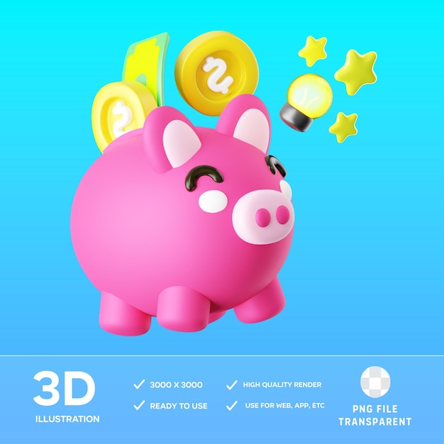 PSD psd piggy bank 3d illustration