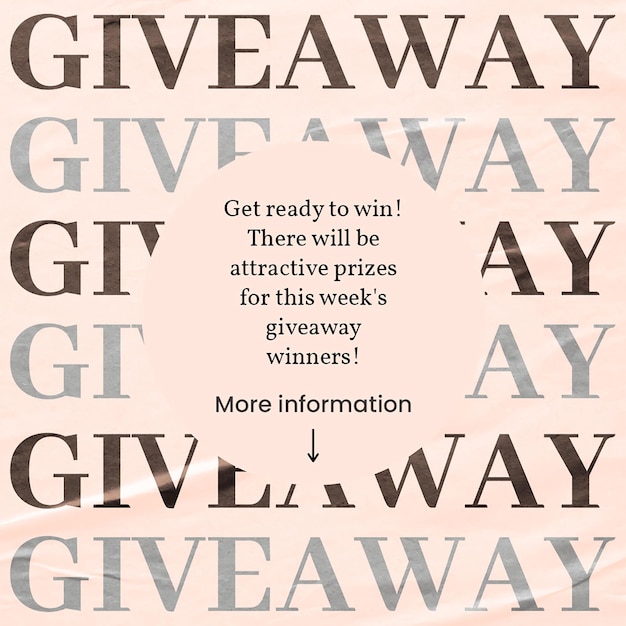 PSD Pink Give Away Typography Background Design Concept for Social Media Template and Instagram Post