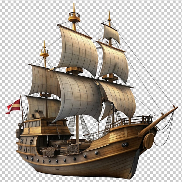 PSD of a pirate ship isolated in front view on transparent background