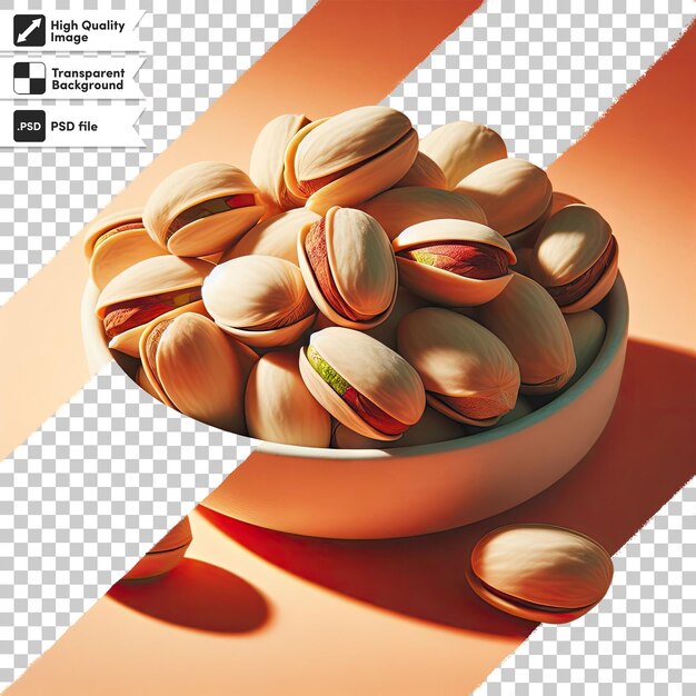 PSD pistachio nuts in a bowl on transparent background