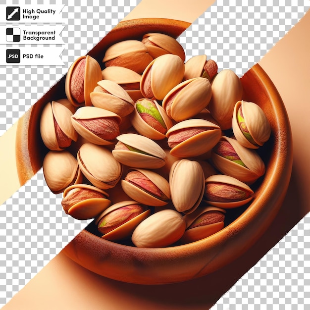 PSD pistachio nuts in a bowl on transparent background