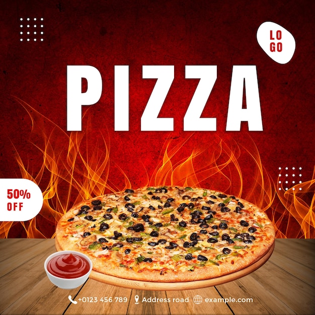 PSD Pizza menu food template for social media