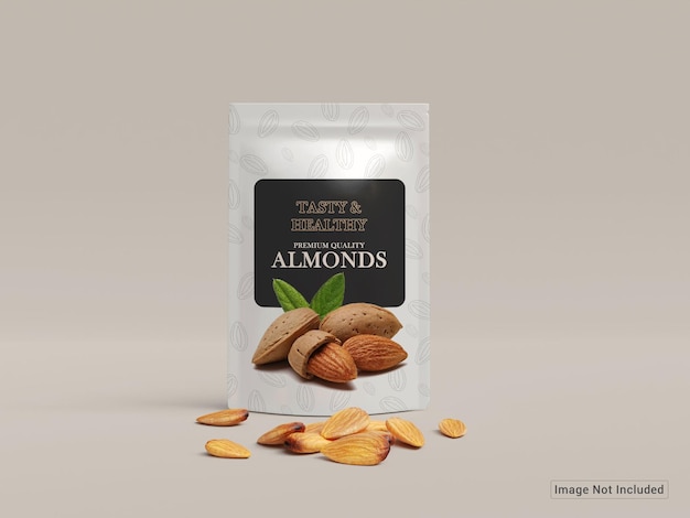 PSD psd plastic pouch pack almonds mockup