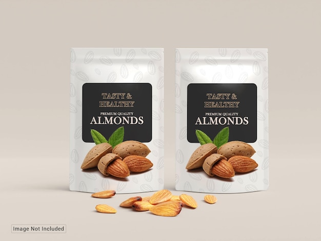 PSD psd plastic pouch pack almonds mockup