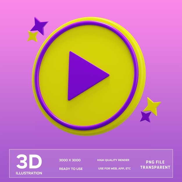 PSD psd play button 3d illustration