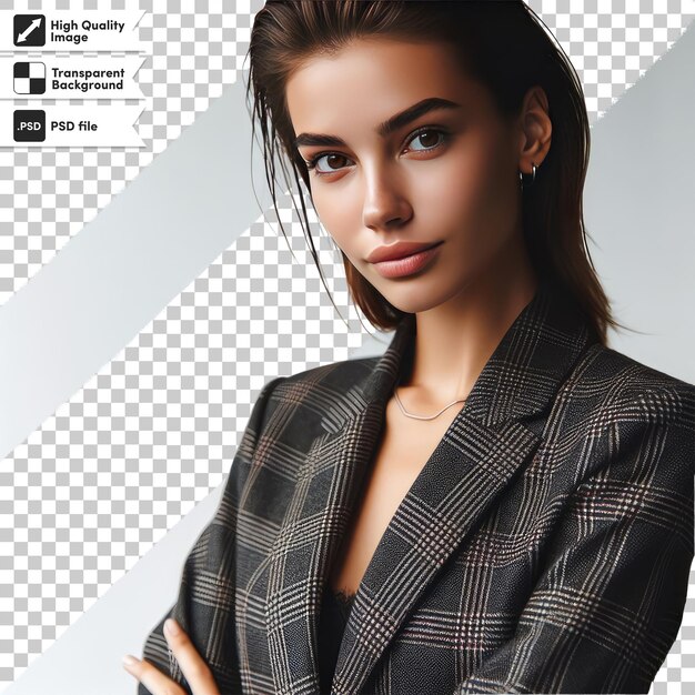 PSD portrait of a business woman model on transparent background with editable mask layer