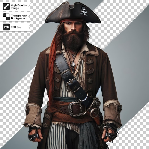 PSD portrait of a pirate on transparent background