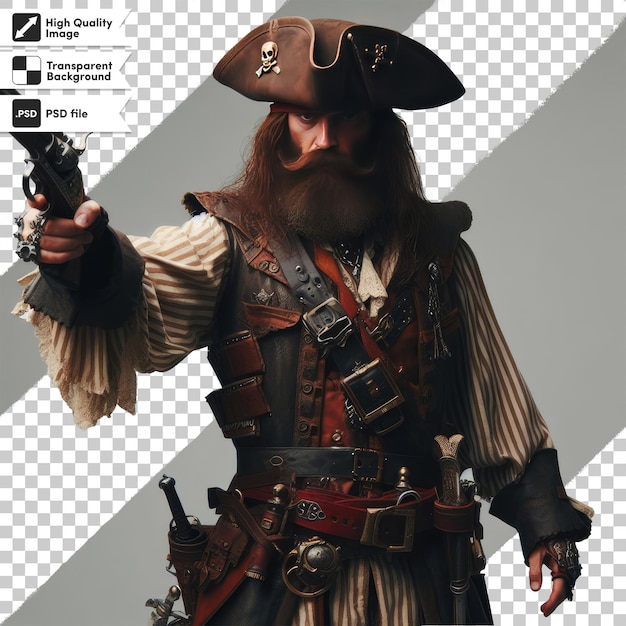 PSD portrait of a pirate on transparent background