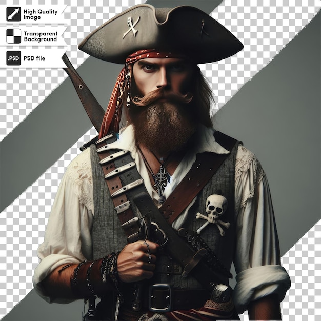 PSD portrait of a pirate on transparent background