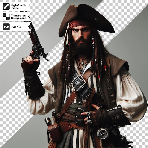 PSD portrait of a pirate on transparent background