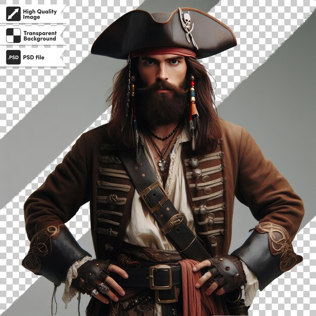 PSD portrait of a pirate on transparent background