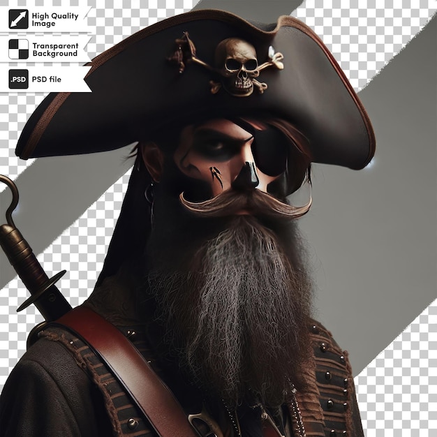 PSD portrait of a pirate on transparent background