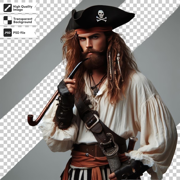 PSD portrait of a pirate on transparent background