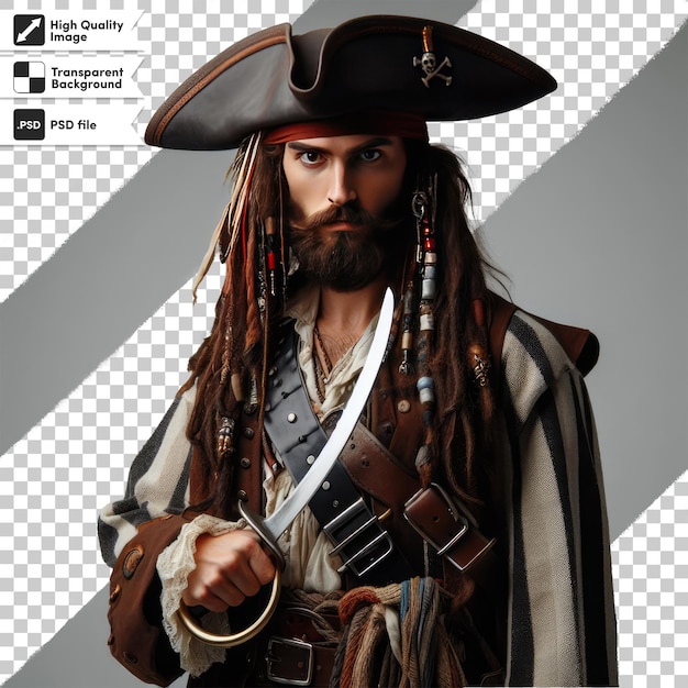 PSD portrait of a pirate on transparent background