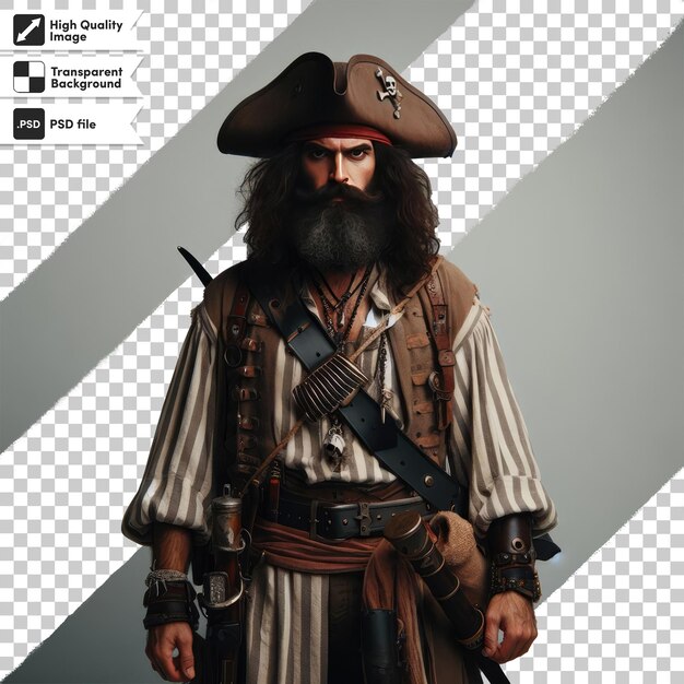 PSD portrait of a pirate on transparent background