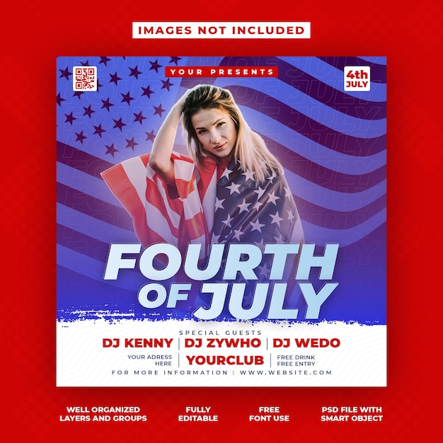 PSD psd post social media independence day in united states of america 4th july