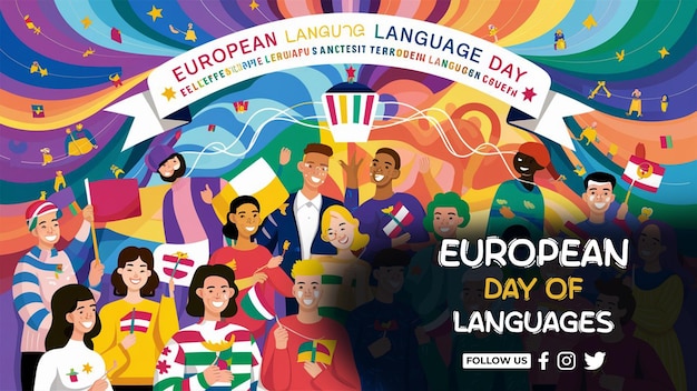 PSD a poster for the european language day of europe with a banner that says europe day