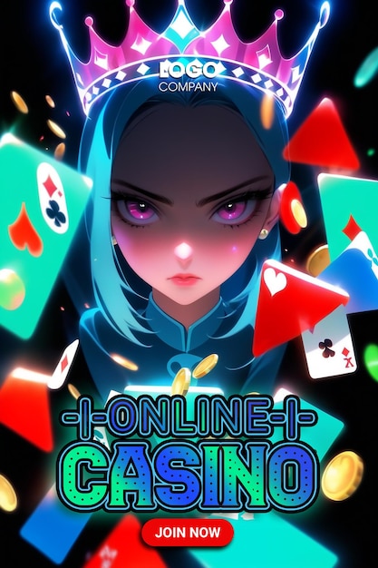 PSD a poster illustration for the game Casino with a girl on the cover