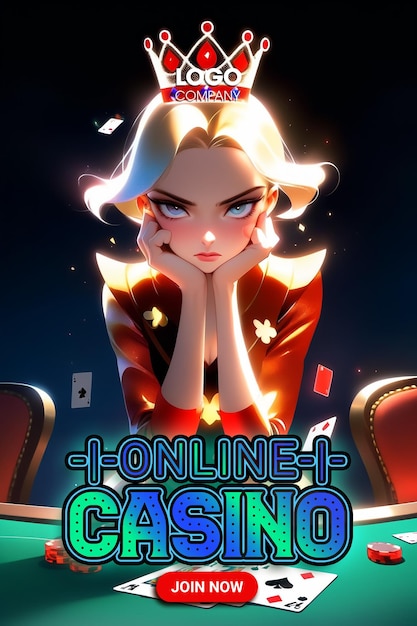 PSD psd a poster illustration for the game casino with a girl on the cover