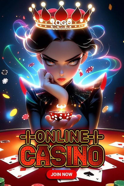 PSD a poster illustration for the game Casino with a girl on the cover