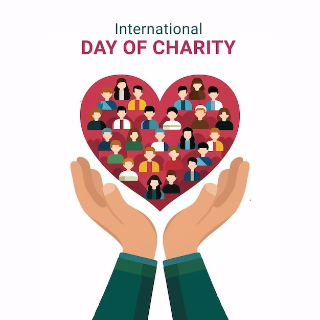 PSD psd poster of international day of charity with pair hands and natural background