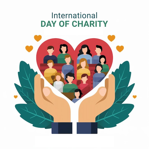 PSD poster of International Day Of charity with pair hands and natural background