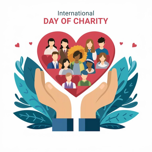 PSD poster of International Day Of charity with pair hands and natural background