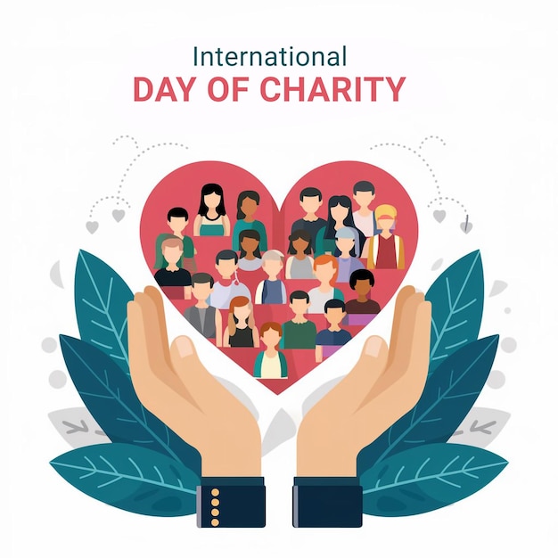 PSD poster of International Day Of charity with pair hands and natural background