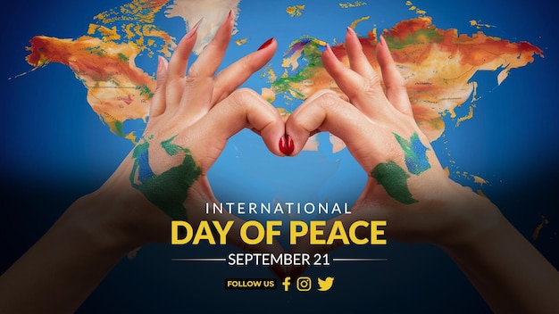 PSD psd a poster for international peace day with a dove of peace