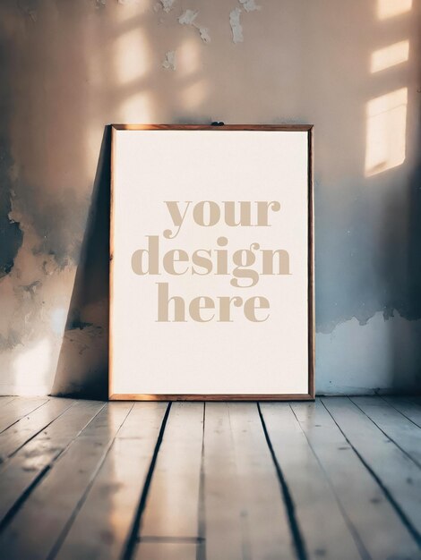 PSD Poster Mockup Displaying Framed Illustration and Interior Artwork