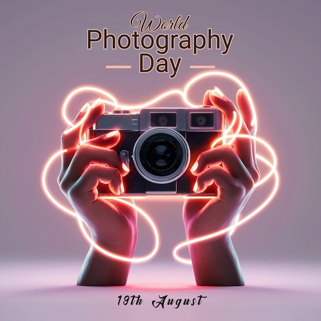 PSD poster of World Photography Day with editable text