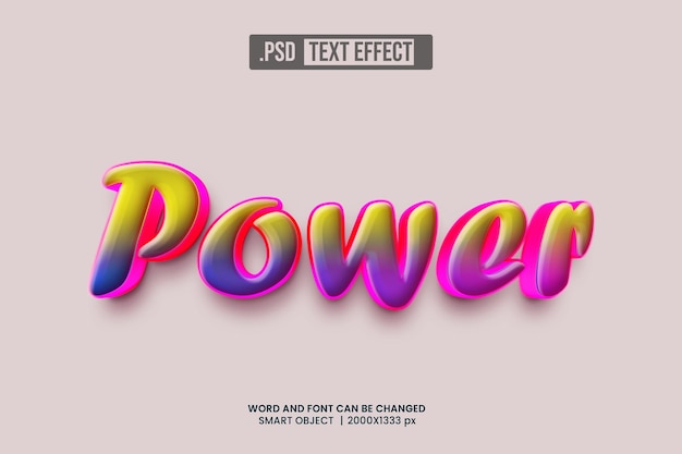 PSD power 3d text effect style