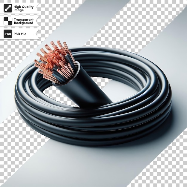 PSD power supply cable on transparent background with editable mask layer