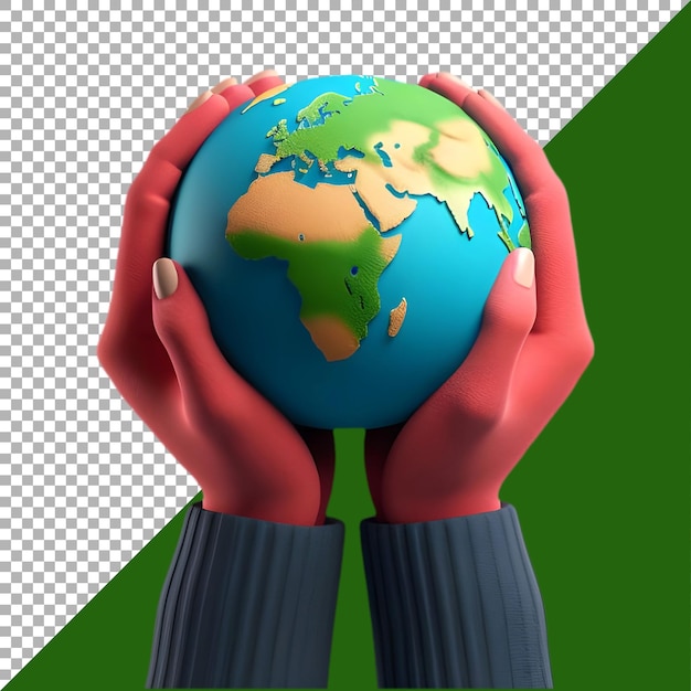 PSD Premium File Png of World Globe in Hands against white Background