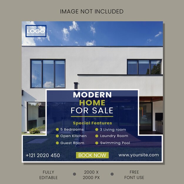 PSD Premium modern home for sale social media post template for instagram