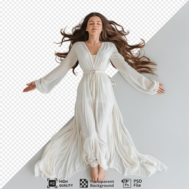 psd pretty woman in a white robe on a white baxkground png psd