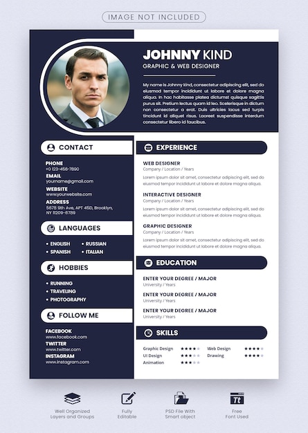 PSD psd professional modern resume or cv template