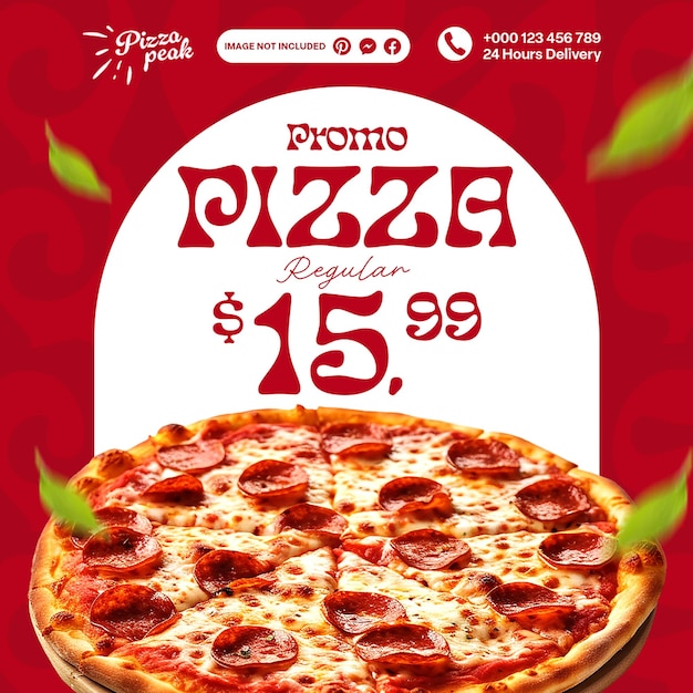 PSD Promo pizza regular with red background instagram post template